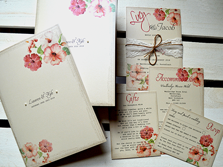 Vintage Hibiscus with optional extra cards and Order of Service